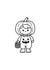 Cute Pumpkin Head Coloring Page