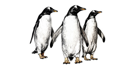 Obraz premium A solitary emperor penguin stands against a pristine white background, a symbol of Antarctic wildlife