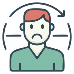 Obraz premium Mental health concept icon of a sad person with negative thinking symbols
