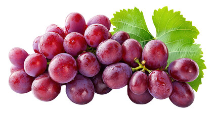 Fototapeta premium red grapes with leaf - isolated on black