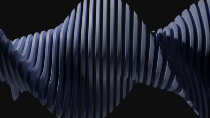 3d render abstract background with sliced figure that made of wavy formed shapes