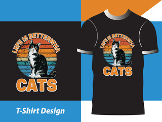 cat typography t-shirt design