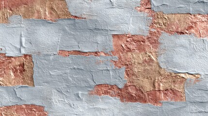 Textured wall with peeling paint in rose gold and silver