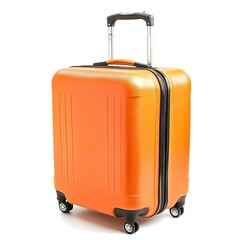 Orange hard-shell suitcase with handle and wheels