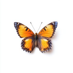 Close-up of an orange and brown butterfly, wings spread