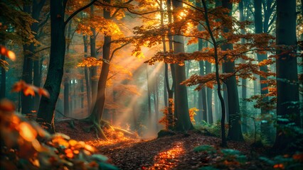 peaceful autumn in forest 4k pc wallpaper