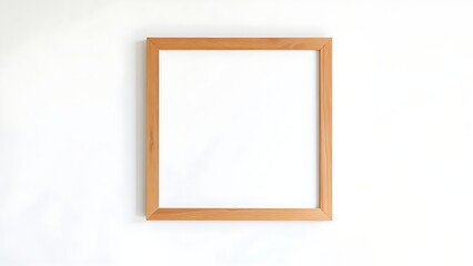 Minimalist wooden frame on a white wall, embodying modern aesthetics with clean lines and studio lighting.