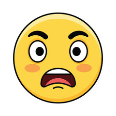 Fototapeta premium Shocked emoji face, conveying surprise, astonishment, and fear with wide open eyes and mouth