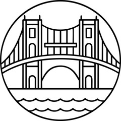 golden gate bridge outline vector illustration line art