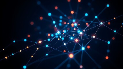 Futuristic network concept with glowing nodes and lines, set against a dark and atmospheric background.