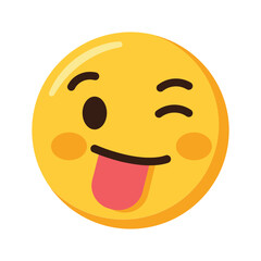Fototapeta premium Playful yellow emoji with a wink and tongue sticking out
