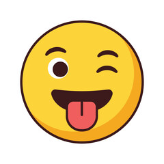 Fototapeta premium Winking face emoji with tongue sticking out, conveying playfulness, mischief, and a cheeky, fun emotion, a cheerful symbol for online communication