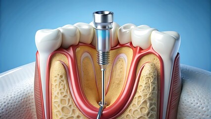 Endodontic root canal treatment process. Medically accurate tooth 3D illustration.