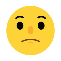 Fototapeta premium Sad face emoji with a downturned mouth and furrowed brow, showing disappointment