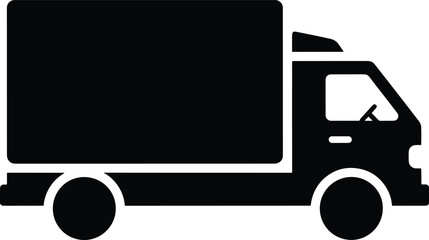 Delivery Truck Icon Simple Black Silhouette Vector Illustration for Logistics, Shipping, and Transportation