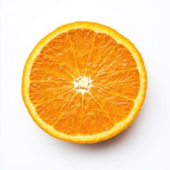 Close-up of a perfectly sliced orange, vibrant orange segments radiating from the center