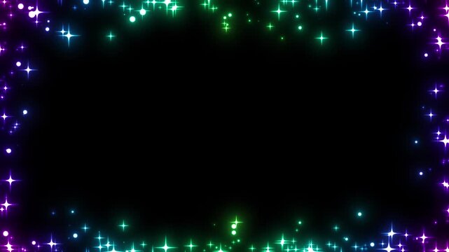 カラフルなキラキラ光る光の枠のエフェクト背景