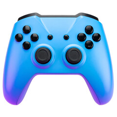 Blue gamepad for gaming, entertainment on transparent background