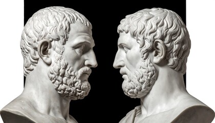 Obraz premium Two antique busts facing each other