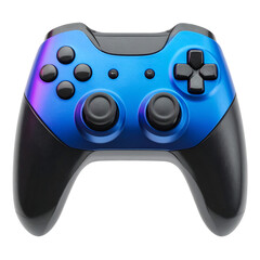 Blue gamepad for gaming, entertainment on transparent background