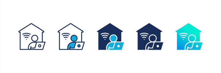 Remote Work icon set multiple style collection