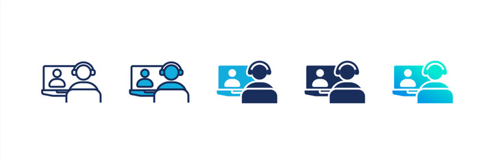 Virtual Meeting icon set multiple style collection