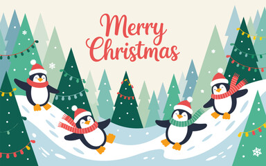 Flat Christmas background vector illustration