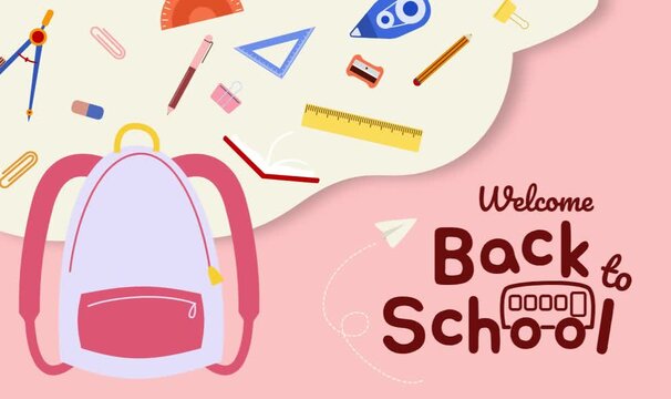 Back to school motion video graphic. Cute opening video