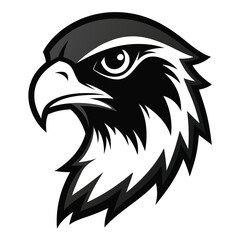 A clean, symmetrical, and isolated logo of a broad hawk's face, on a solid background