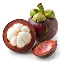 Button Mangosteen Fruit pear on a white background