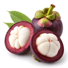 Button Mangosteen Fruit pear on a white background
