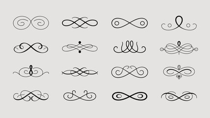 Hand Drawn Swirls and Filigree Ornaments Vector Set