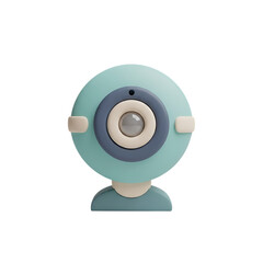 Cute teal webcam with adjustable clip isolated on transparent background