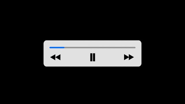 25秒の音楽プレイヤーや動画などの再生バーアニメーション（透過）（青）