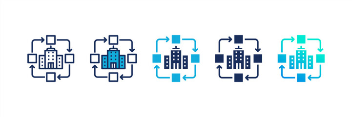 Business Model icon set multiple style collection