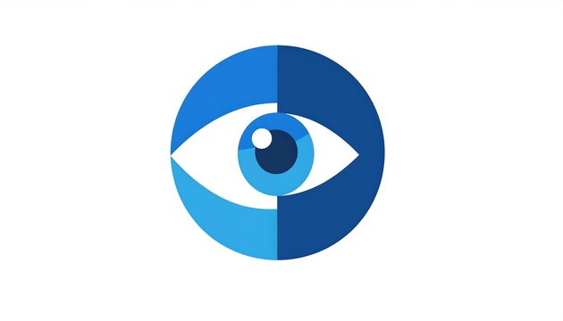 Blue eye icon on white - Powered by Adobe