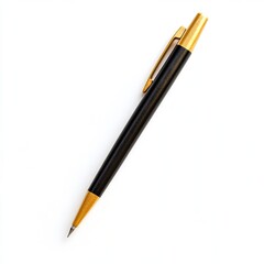 Black pencil with gold accents, angled on white background