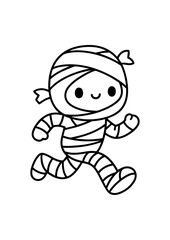 awaii Mummy Running Line Art