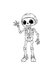 Black and White Skeleton Outline Drawing