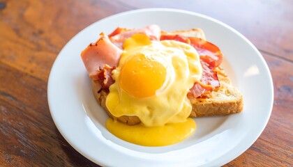 Eggs Benedict on Toast/Food Photography/Table
