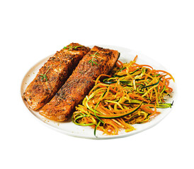 air fryer salmon fish fillet with veg salad