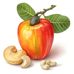 Cashew Apple Fruit pear on a white background