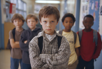 Obraz premium School bullying. Multiracial class