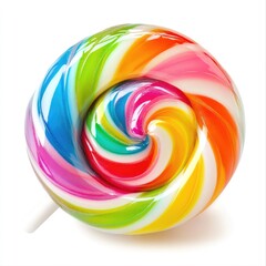 Colorful swirl lollipop on white background