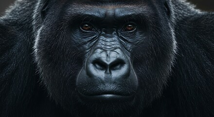 Obraz premium Close-up portrait of a powerful, intense-looking gorilla.