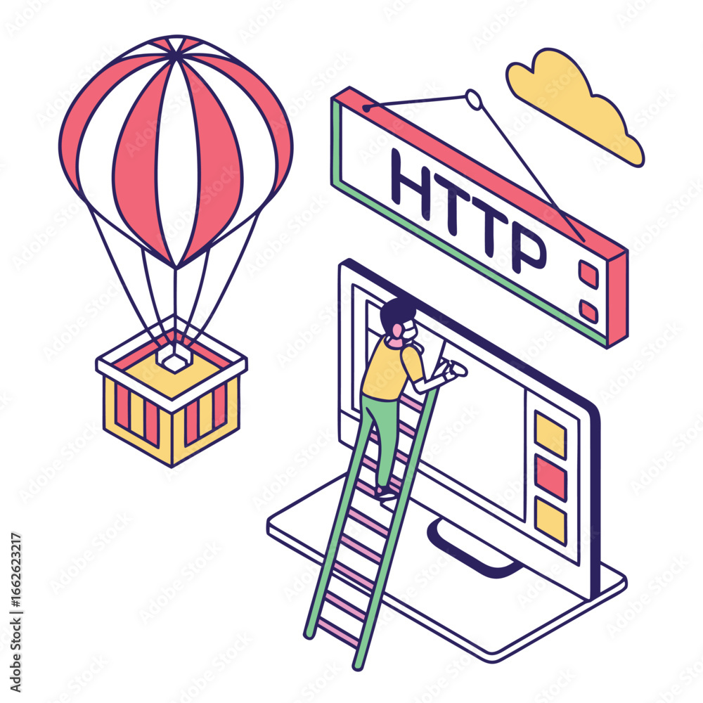 Poster an isolated vector icon representing http, the hypertext transfer protocol technology symbol