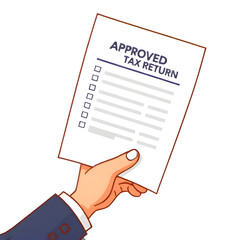 Cartoon Hand Holding Approved Tax Return PNG