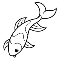 koi fish vector line art on white background