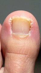Obraz premium Damaged toenail with discoloration and cracking