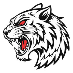 Obraz premium Cat and tiger head vector illustration in tribal tattoo style